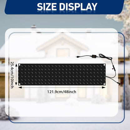 Riakrum 4 Pcs Heated Snow Melting Mats Outdoor, 10 x 48 in Winter Anti-Slip Heated Rubber Mat for