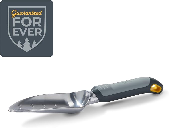 Woodland Tools Heavy Duty Garden Transplanter - Narrow Anodized Aluminum Hand Shovel with Depth