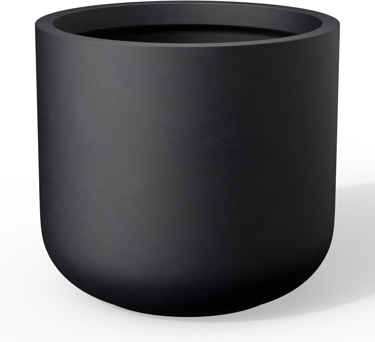 Kante 17.3-Inch Dia Round Concrete Planter, Indoor & Outdoor Garden Pot with Drainage Hole & Rubber