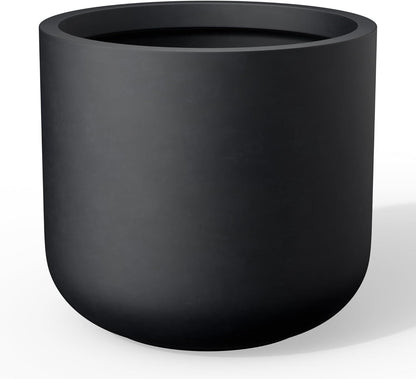 Kante 17.3-Inch Dia Round Concrete Planter, Indoor & Outdoor Garden Pot with Drainage Hole & Rubber