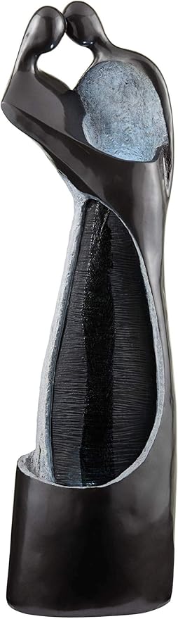Modern Couple 47" High Large Indoor Outdoor Decor Black Resin Floor Fountain with Light LED Tall
