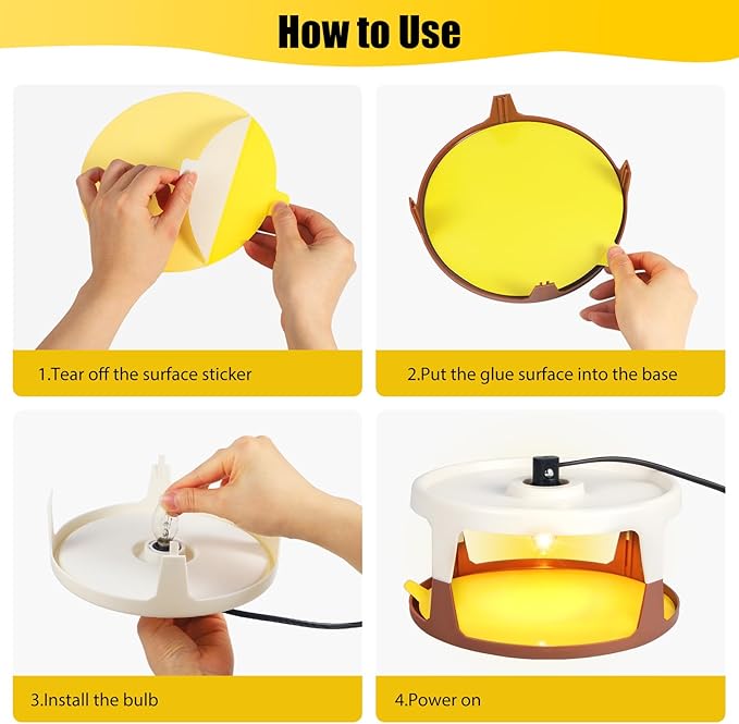 4 Pack Flea Traps for Inside Your Home, Flea Light Trap for Indoor Flying Insect Control Trapper