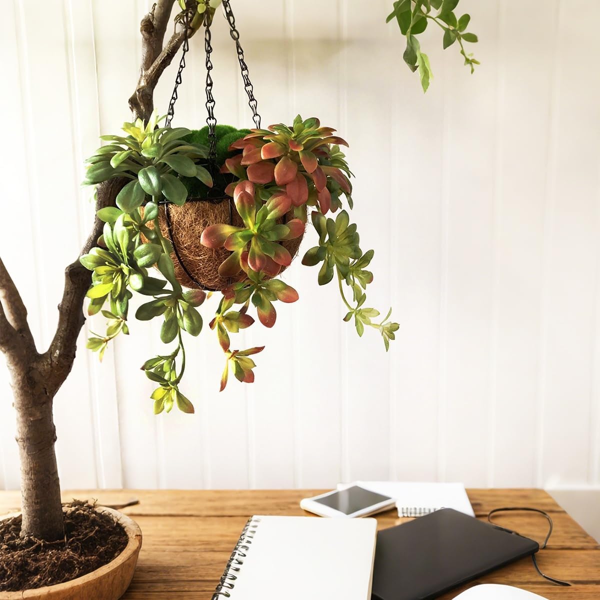 2pcs Artificial Succulent Plants, Realistic Large Fake Succulents, Artificial Hanging Ornaments for