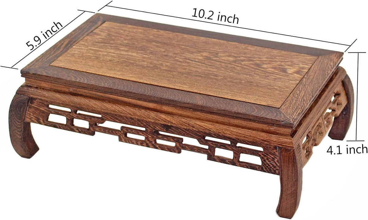 GOLDY&WENDY Oriental Furniture Rosewood Rosewood Pedestal Stand Rectangular Carved Wooden Base Art