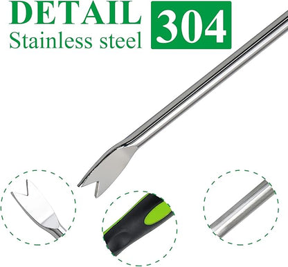 2 Pcs Dandelion Weeder Puller Tool with Soft Handle, Stainless Steel Garden Weed Remover Tool Weed