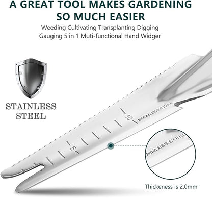 Berry&Bird Garden Hand Weeding Trowel, Stainless Steel Weeder Tool for Gardening with Wooden