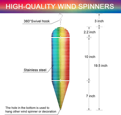 SPRING SONG Rainbow Helix Kinetic Wind Spinner for Yard and Garden Wind Spinner Outdoor Stainless