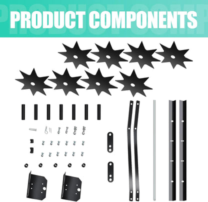 35 Inch Tow Behind Plug Aerator, Pull Behind Lawn Aerator Tool with Star Shaped Brass Nails, Spike