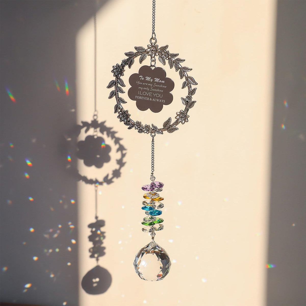 Gifts for Mom, I Love You Sun Catcher for Mother Birthday, Mother's Day Crystal Suncatcher for