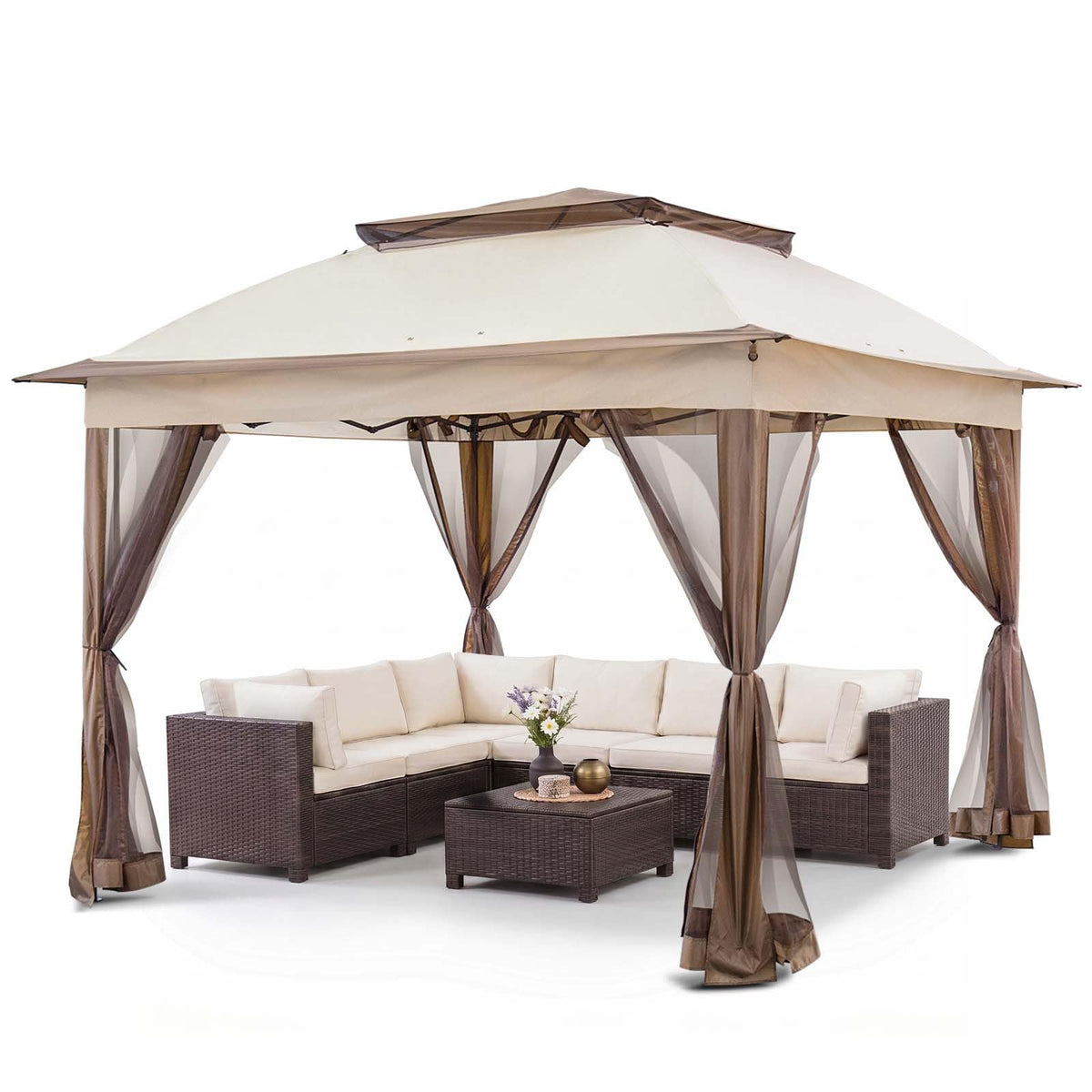 COOS BAY 11x11 Pop Up Gazebo with Mesh Netting, Instant Outdoor Canopy Tent, Water Resistant