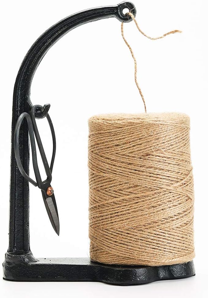 Sungmor Cast Iron Garden Twine Holder Set - 1300ft. Natural Jute Twine String & Rope Rack &