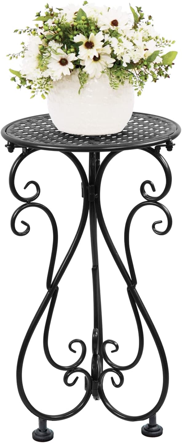 Metal Plant Stand, Heavy Duty Flower Pot Stand 17" Tall, Single Planter Holder for Indoor, Outdoor