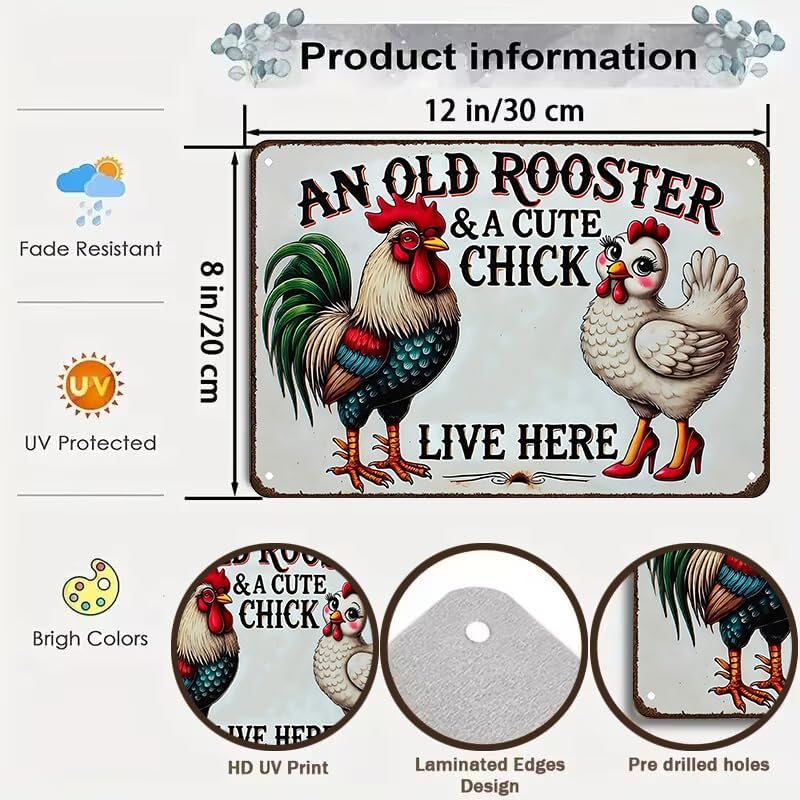 Funny Gifts for Women Chicken Lovers Farm Enthusiasts An Old Rooster And A Cute Chick Live Here