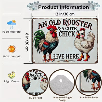 Funny Gifts for Women Chicken Lovers Farm Enthusiasts An Old Rooster And A Cute Chick Live Here