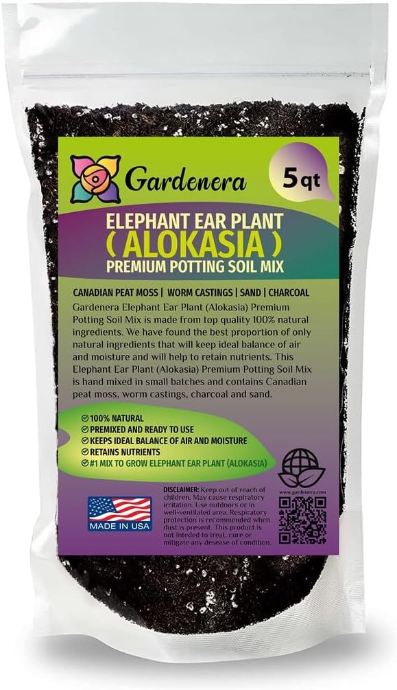 Premium Elephant Ear Plant Soil Mix by Gardenera - Nourishing Formula for Impressive Growth and