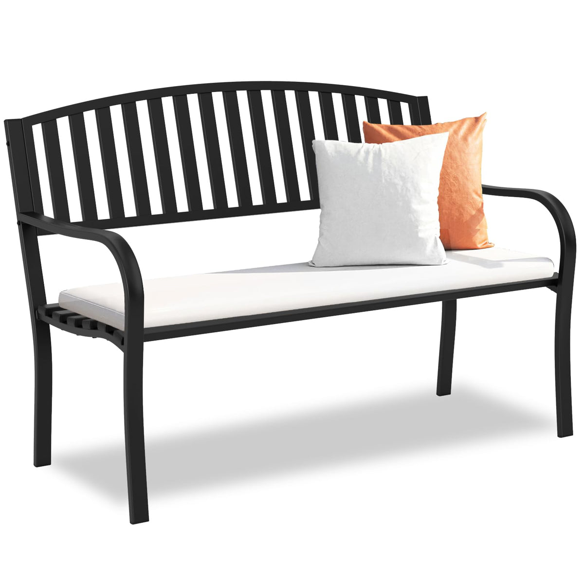 Maemttes Outdoor Bench Garden Bench, Weatherproof Anti-Rust Heavy-Duty Outside Benches Clearance