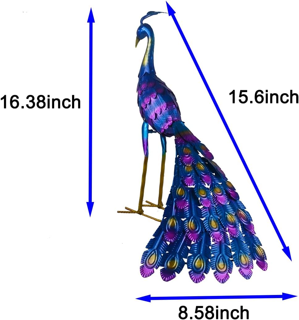 Small Peacock Statue Animal Sculpture Garden Decoration Metal Yard Art for Yard Outdoor Decoration