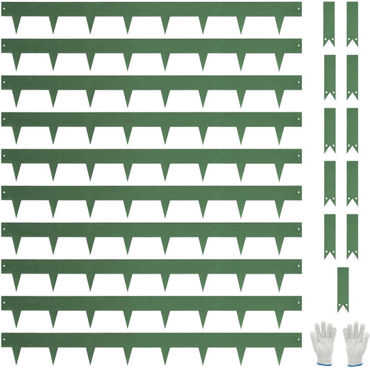10-Pack Galvanized Steel Landscape Lawn Edging - 4.5 inch Height Green Powder Coated Bendable Metal