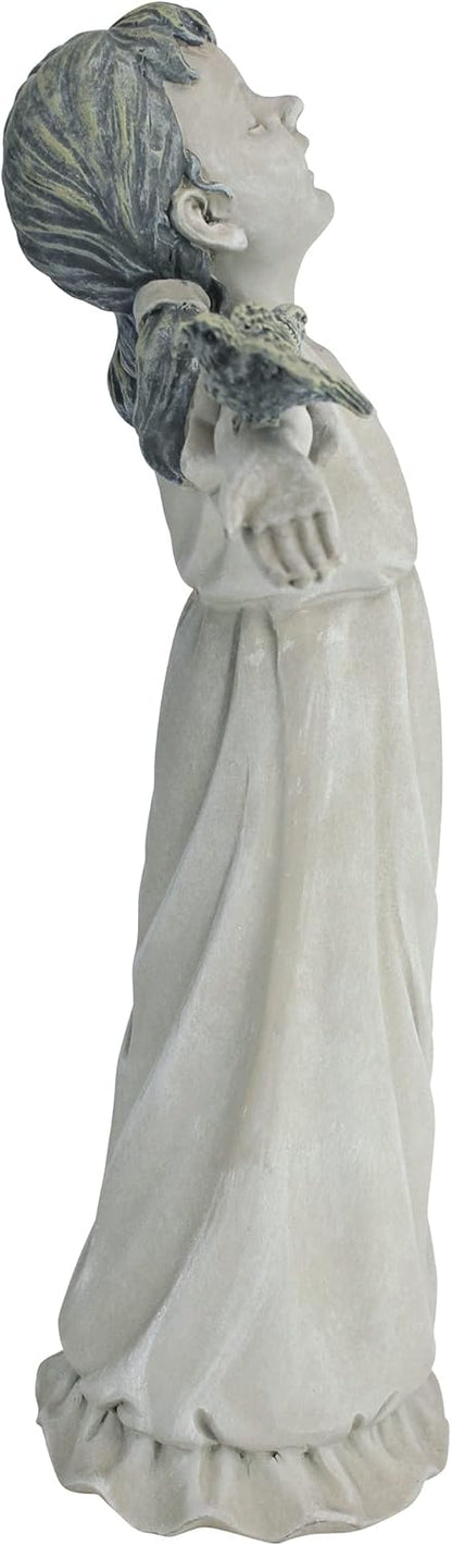 Design Toscano Basking in Glory Little Girl with Birds Outdoor Garden Statue, Medium, 16 inches