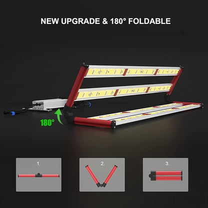 AGLEX 420W Full Spectrum LED Grow Light with UV & IR, 1360 LEDs, Dimmable Daisy Chain, High PPFD