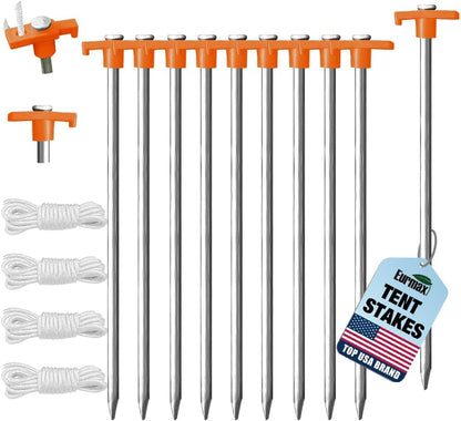 Eurmax USA Galvanized Non-Rust Camping Family Tent Pop Up Tent Stakes Canopy Anchors Heavy Duty