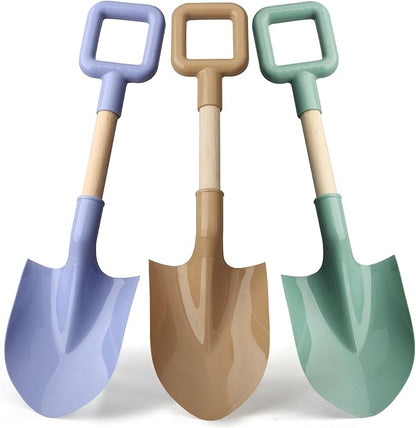 16" Wood Beach Sand Shovel Toys for Kids Adults, Heavy Duty Beach Toys Shovels for Sandbox Table