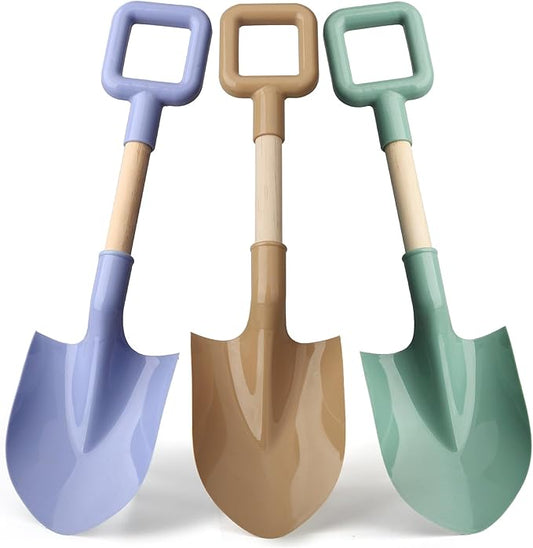 16" Wood Beach Sand Shovel Toys for Kids Adults, Heavy Duty Beach Toys Shovels for Sandbox Table