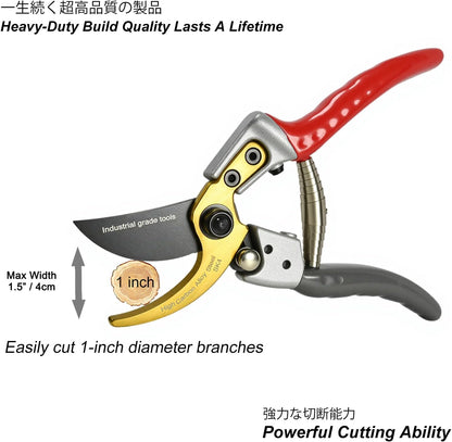TONMA Bypass Pruning Shears [Made in Japan] 8 Inch Heavy Duty Garden Shears for Gardening