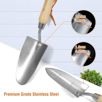 WORKPRO Garden Tools Set, 8 Piece, Stainless Steel Heavy Duty Gardening Tools with Wooden Handle