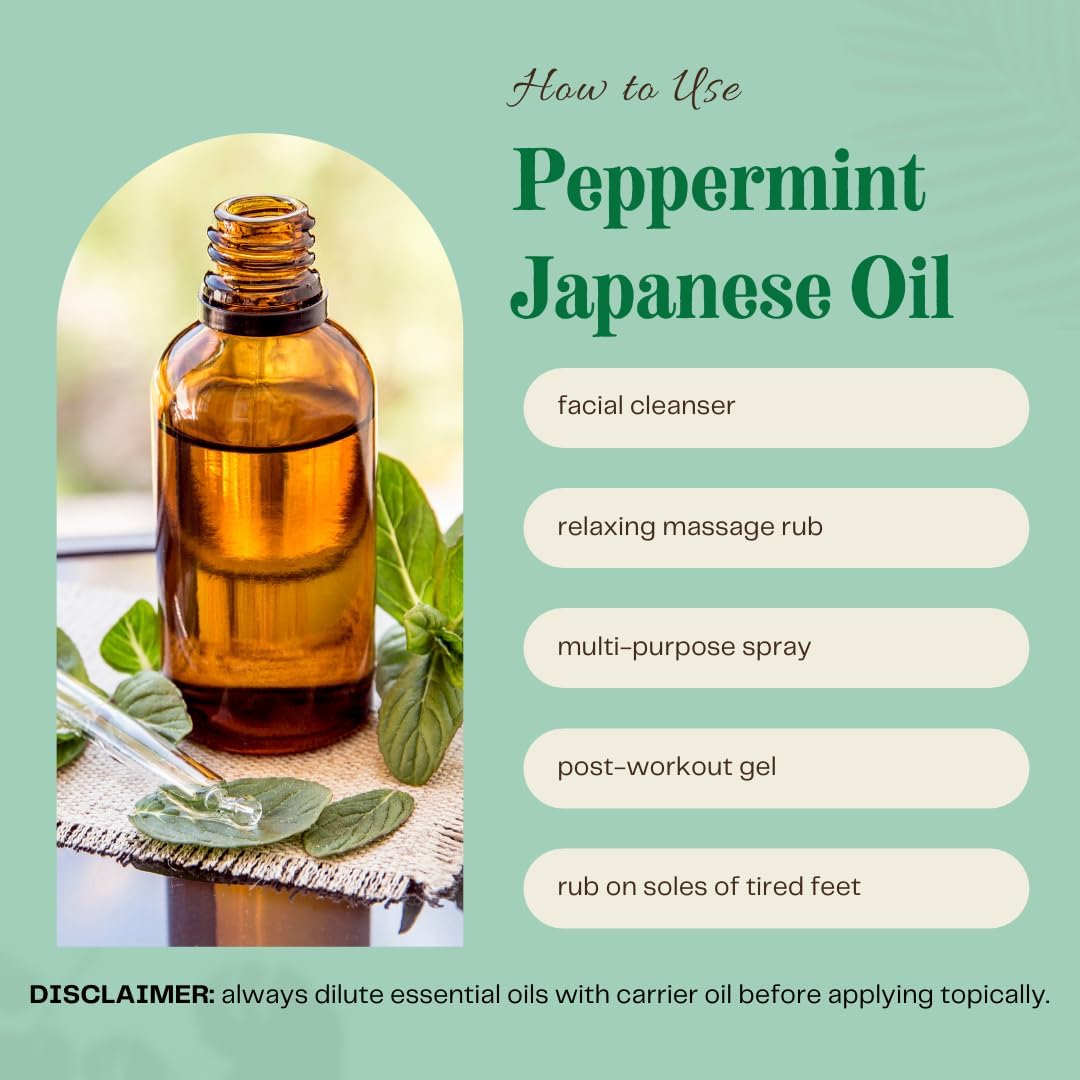 GreenHealth Japanese Peppermint Essential Oil - 128 fl oz (1 Gallon) - 100% Pure & Natural Mentha