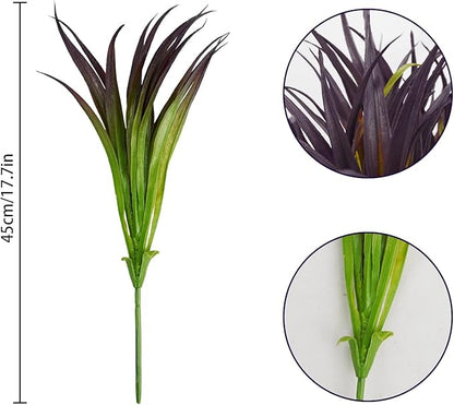 32 Pcs Artificial Grass Fake Grass Plants 17.3in Outdoor Plants UV Resistant Faux Greenery Stems