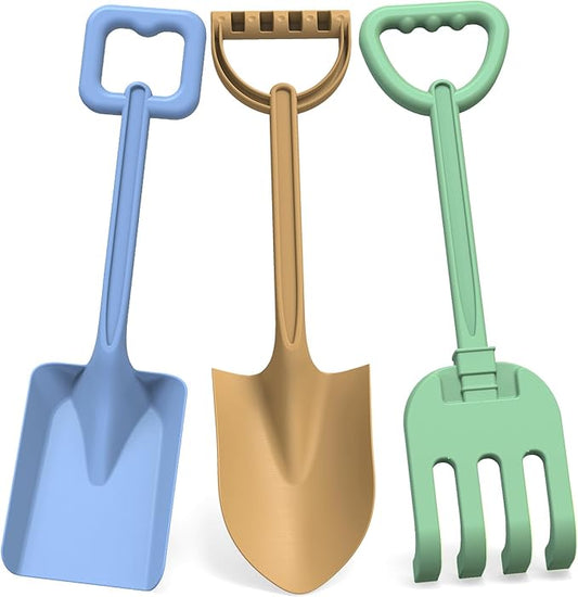 16" Beach Shovel Spade Rake Sandbox Sand Toys, Sturdy Scoop Trowel Garden Digging Planting Shovel