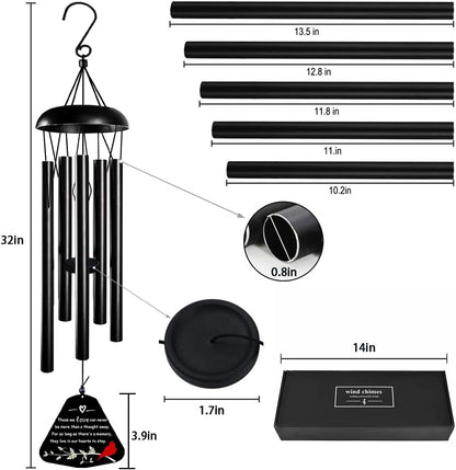 Sympathy Wind Chimes for Loss of Loved One, 30'' Cardinal Wind Chimes for Outside, Bereavement Gift