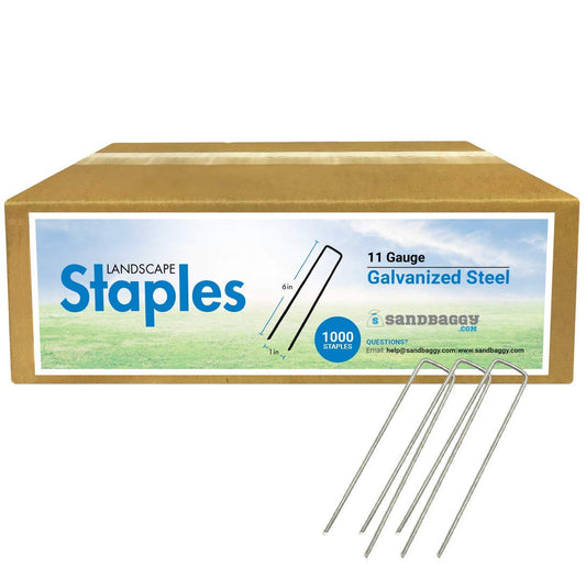 Sandbaggy Galvanized Anchor Pin Landscape Staples - 1000 Pack 6 Inch Length - Trusted by Farmers &