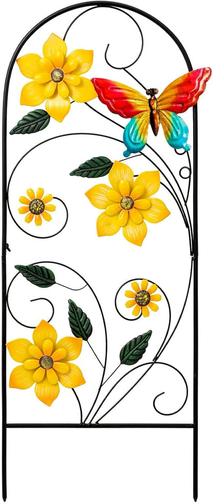 YEAHOME Garden Decor for Outside, 34" Flower Butterflies Decorative Garden Stakes for Spring Garden