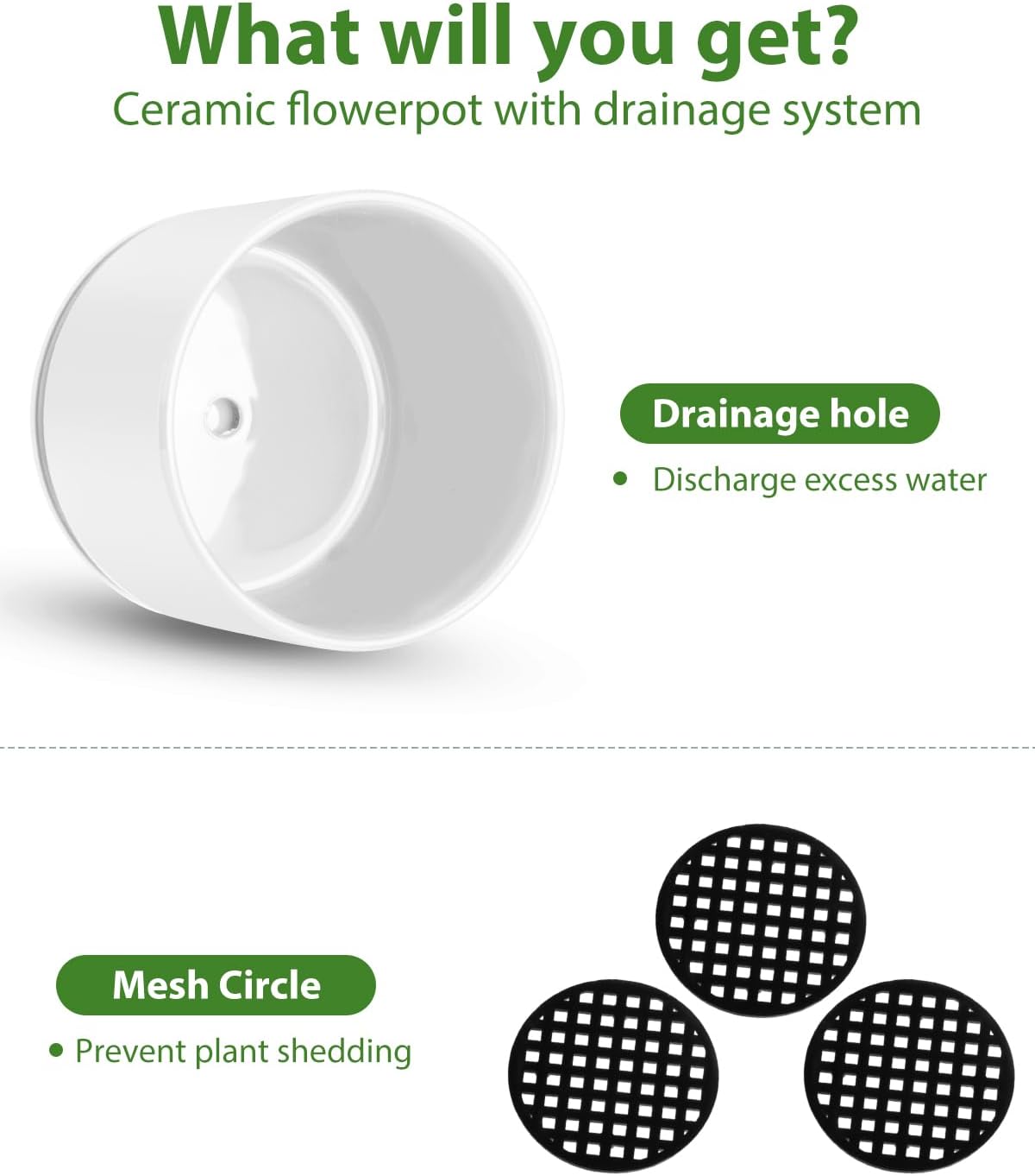 EFISPSS Plant Pots, 4+5+6 Inch Pots for Indoor Plants, Ceramic Planter Pot with Drainage Hole