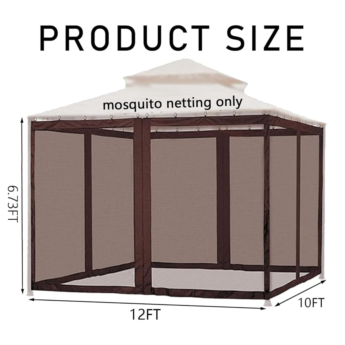 Gazebo Universal Replacement Mosquito Netting,10' x 12' Outdoor Canopy Net Screen 4-Panel Sidewall