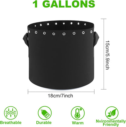 1 Gallon Fabric Pots with Holes,5-Pack,Heavy Duty Thickened Nonwoven Fabric Pots (1 Gallon)