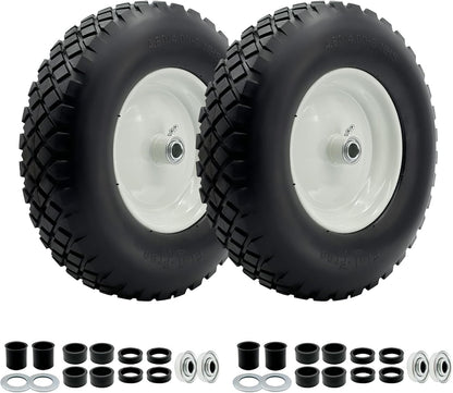 2-Pack 4.80-8 Wheelbarrow Tire and wheel with 3"-6''Centered Hub, 3/4" or 5/8''or 1/2'' Bearings