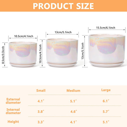 EFISPSS Plant Pots, 4+5+6 Inch Pots for Indoor Plants,Ceramic Planter Pot with Drainage Hole,Flower