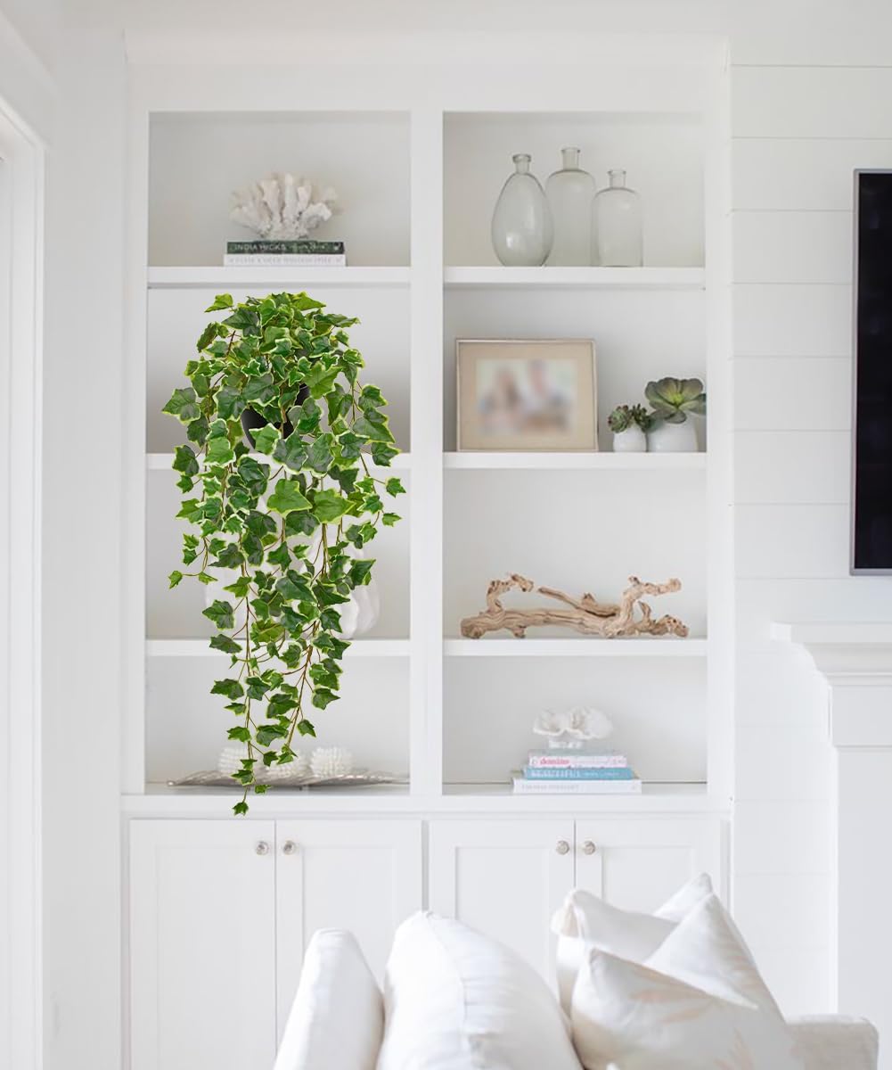 Hollyone Artificial Hanging Plants Potted 31.4" Fake Ivy Vine Faux Ivy Leaves Hanging Greenery