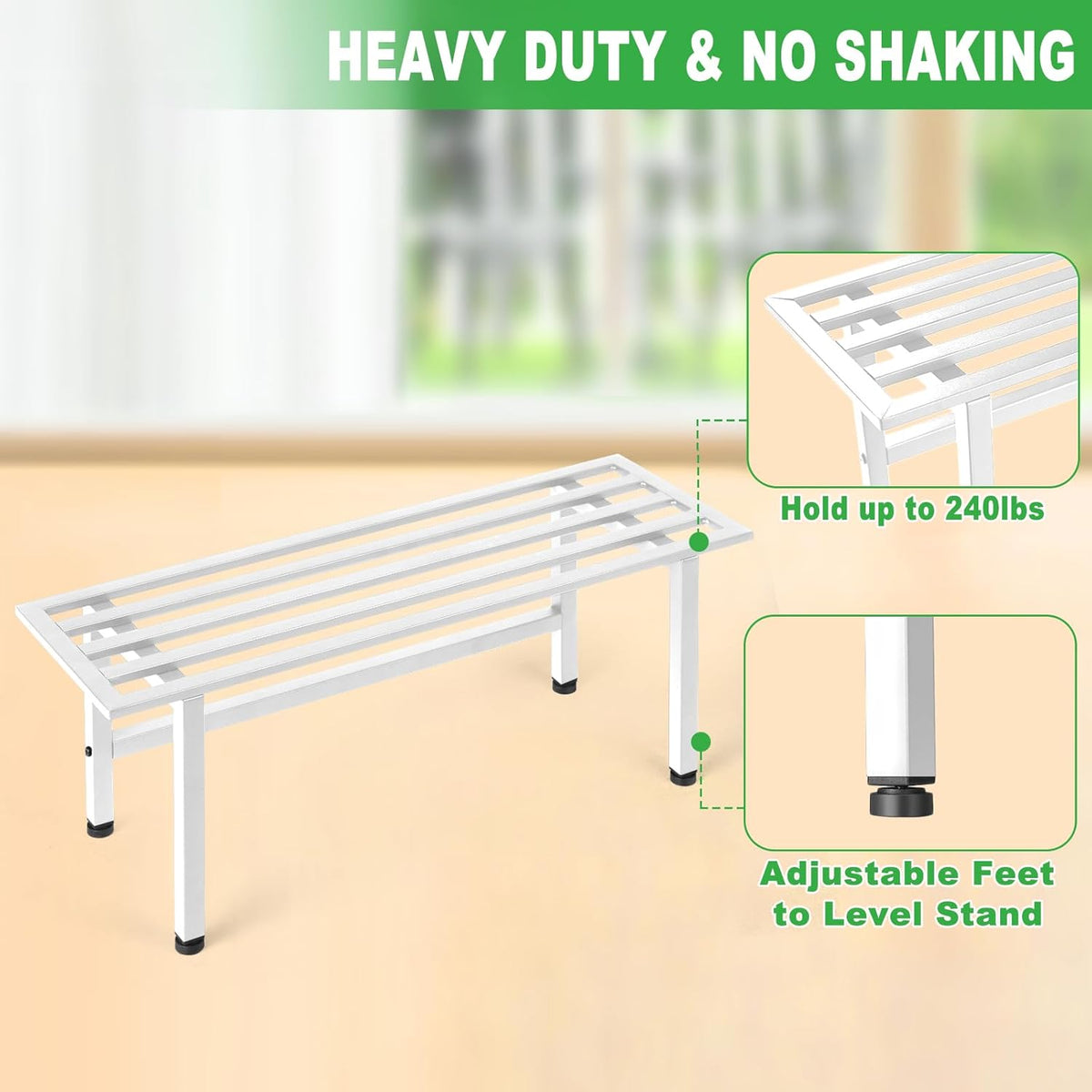 2 Pack Metal Plant Stand Outdoor Plant Shelf Indoor,1 Tier Heavy Duty Plant Stands for Multiple