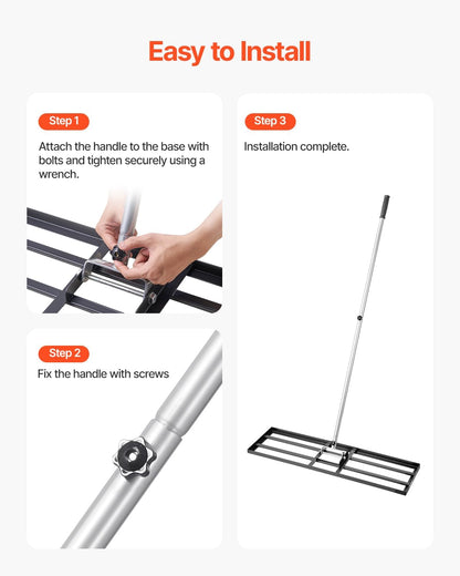 VEVOR Lawn Leveling Rake, Lawn Leveler with 83.9 in Handle, 36x10 in Ground Plate, Rust-Resistant