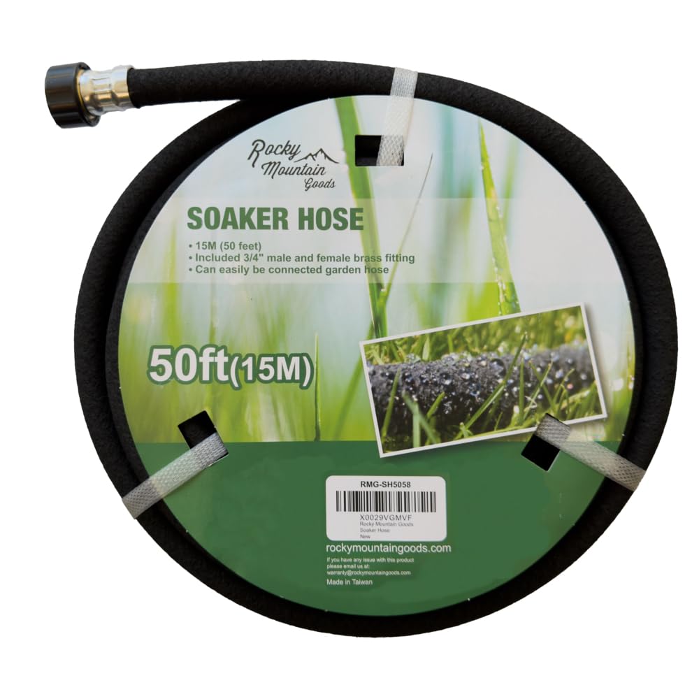 Rocky Mountain Goods Soaker Hose - Heavy duty rubber - Saves 70% water - End cap included for