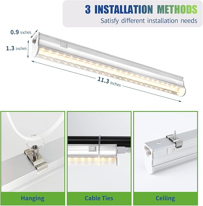 Grow Lights for Indoor Plants, 3000K Full Spectrum, 1FT Plant Growing Lamp with Side Switch, LED
