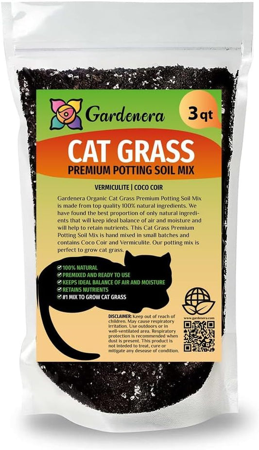 GARDENERA Cat Grass Potting Mix - Nurture Your Cat's Well-Being with This Specially Formulated