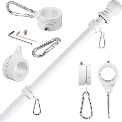 1" White Flag Pole Rings, 2 Pcs Anti Wrap Aluminum Alloy Flag Pole Clips Swivels, 360° Rotating
