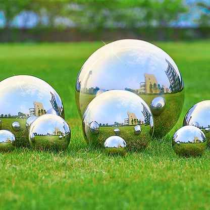 Nerien Gazing Ball, 6 Inch Stainless Steel Garden Mirror Globe, Polished Ornament Sphere, Hollow