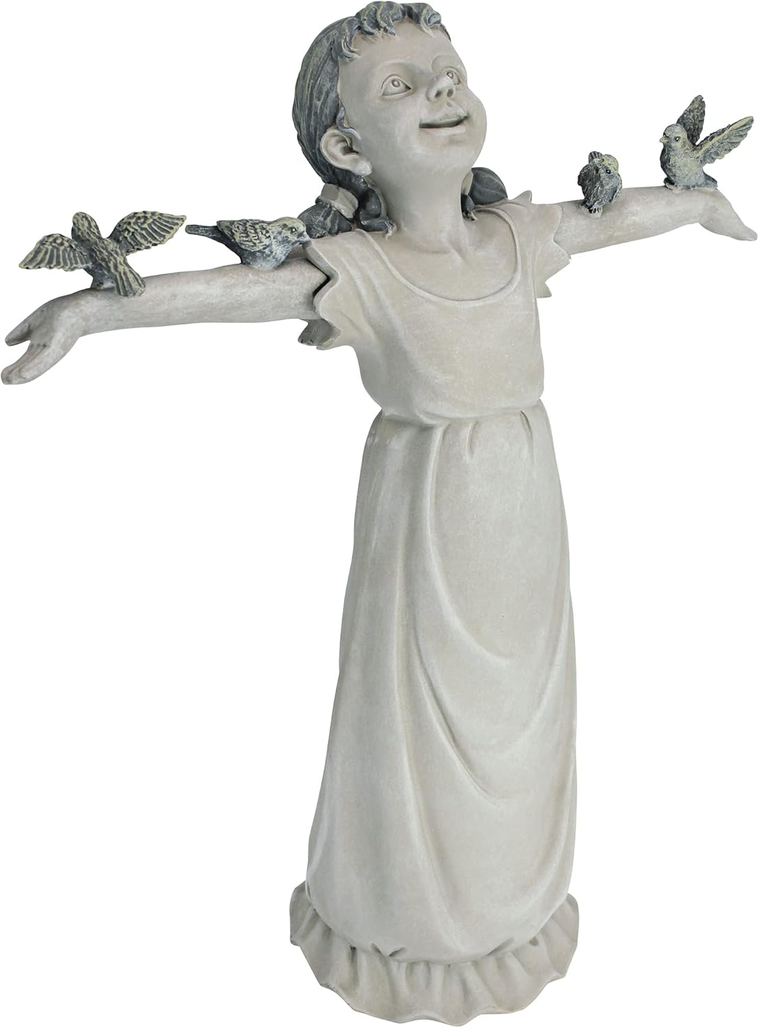 Design Toscano Basking in Glory Little Girl with Birds Outdoor Garden Statue, Medium, 16 inches