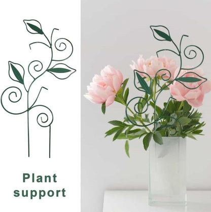 Decorative Metal Plant Trellis for Indoor Potted Plants – Leaf Shape Vine Support Stakes with 6